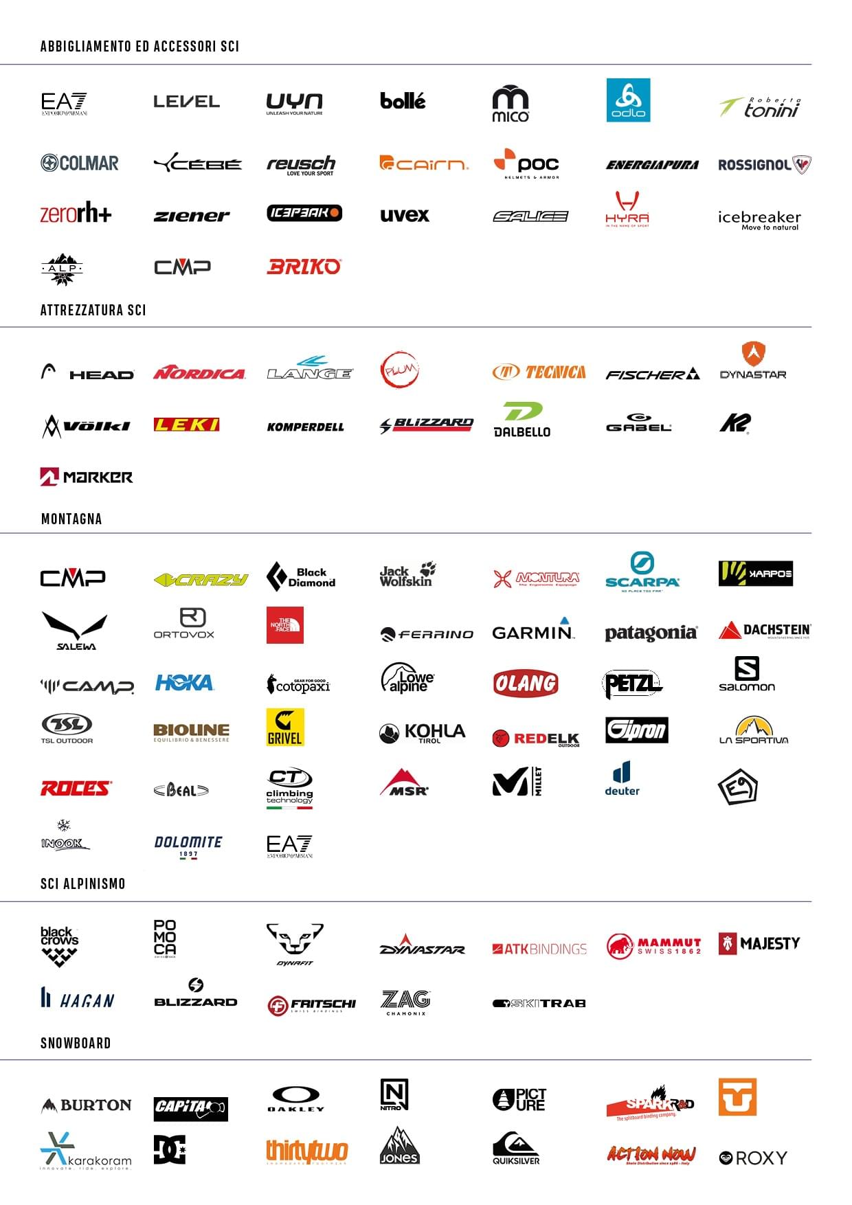 Tutti i marchi presenti alle terza edizione dello Sportway Winter Show